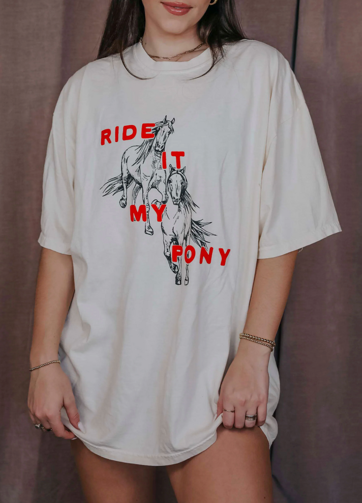 Ride It My Pony Tee-Graphic Tees-Friday+Saturday-Usher & Co - Women's Boutique Located in Atoka, OK and Durant, OK